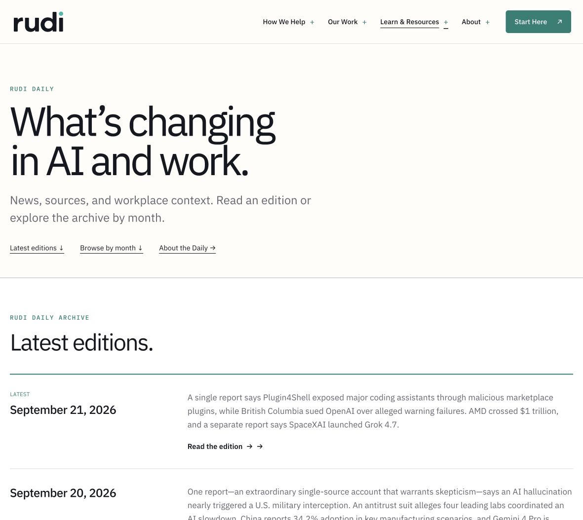 The working RUDI Daily publication and edition archive