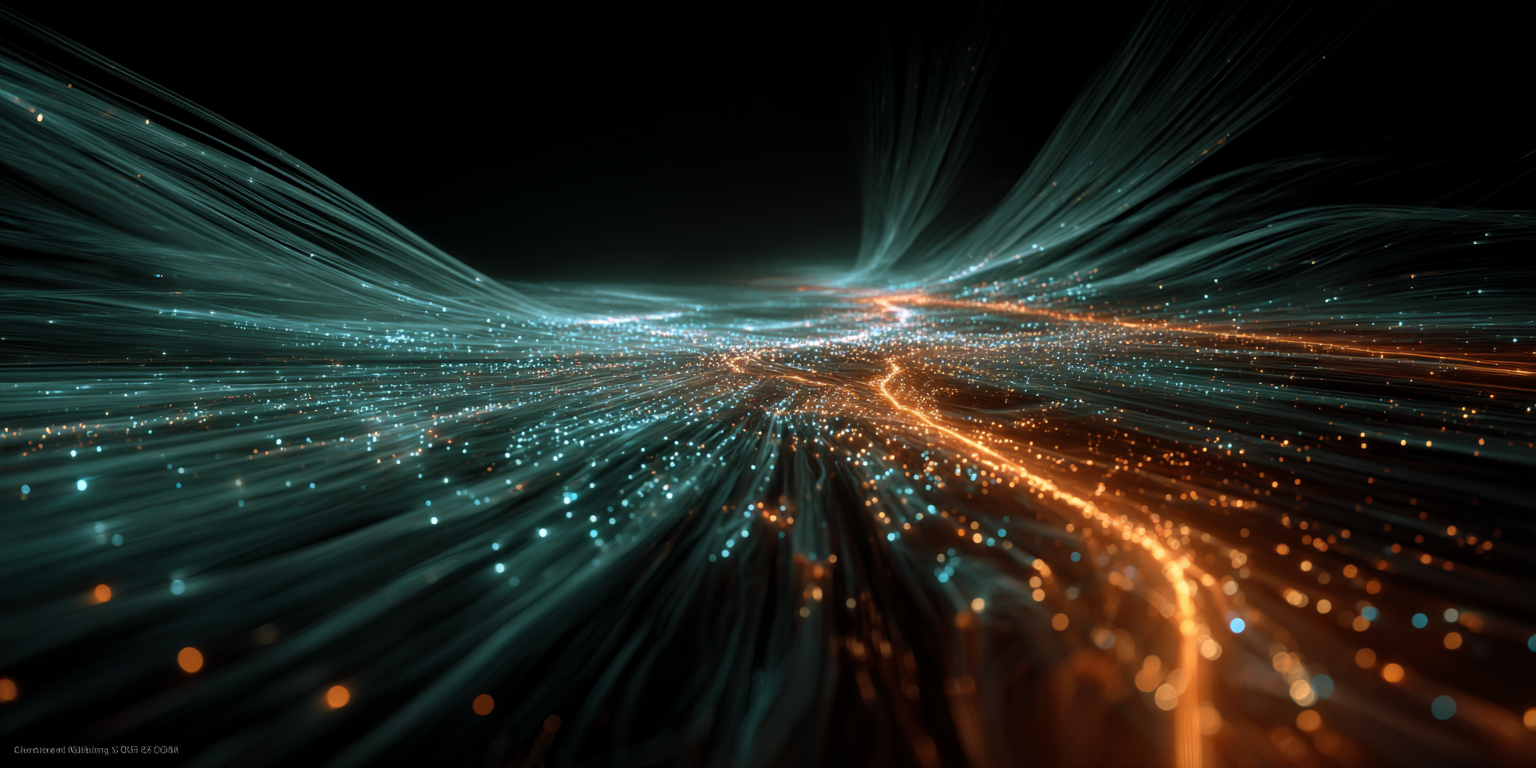 AI learning pathways visualization - streams of knowledge flowing toward mastery